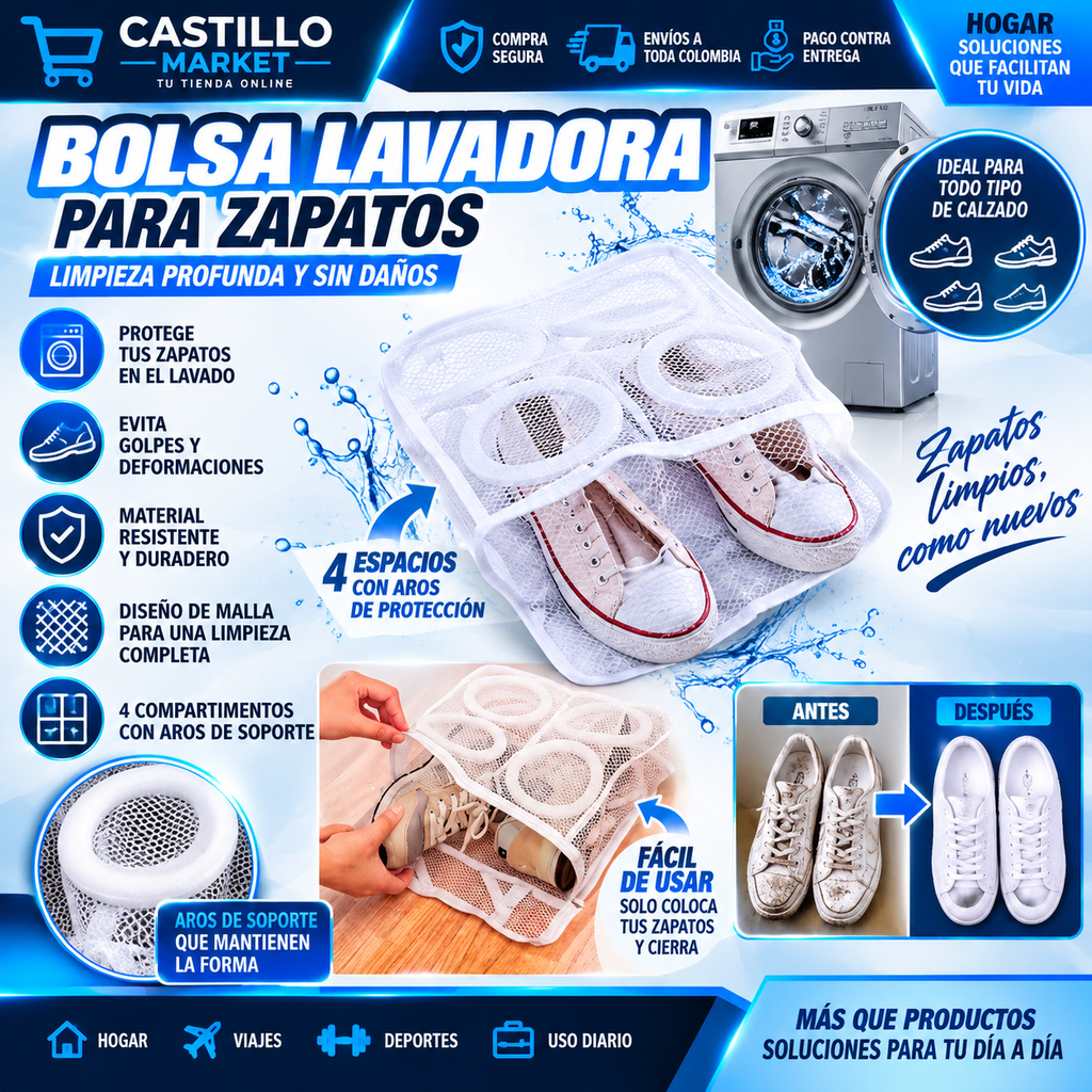 🧺 Organizador De Zapatos Para Lavadora | Bolsa Protectora Reutilizable.